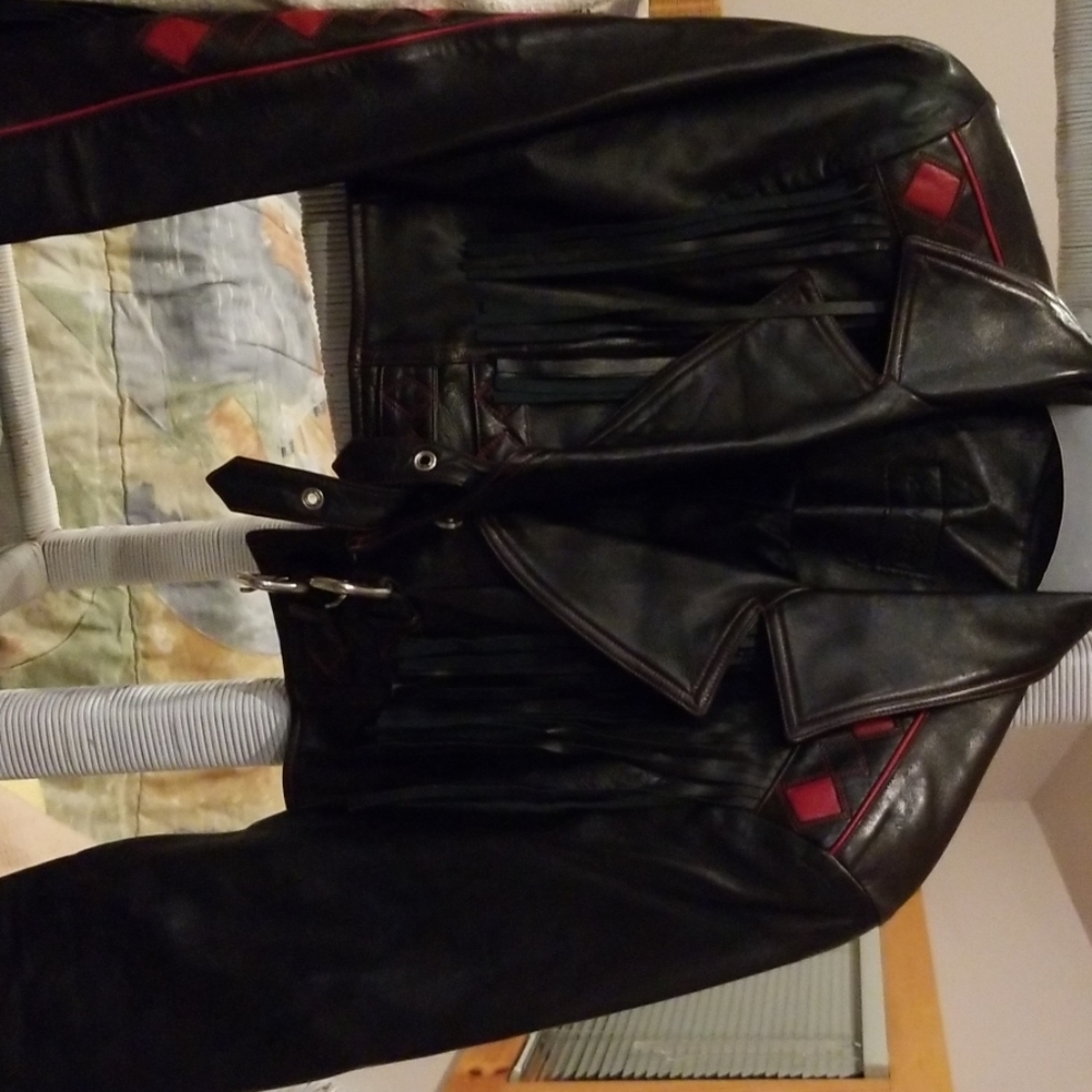 LiKE BUTTA cropped leather jacket with fringe